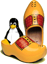 Tux in a wooden shoe